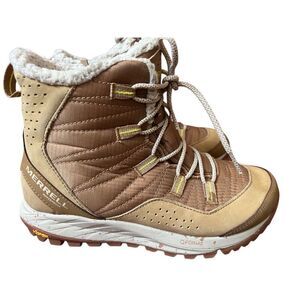 Merrell Womens Size 8 Antora Mid Tobacco Waterproof Insulated Sneaker Snow Boots